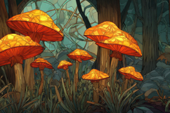 Mushroom Forest Art Product Image 1