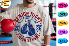 Boxing Senior Night 2026 Svg, Png, Finish Strong Svg Product Image 1