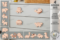 Nursery Dresser Knobs Bundle Laser Cut. Animals Drawer Knobs Product Image 1