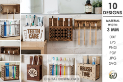 Toothbrush Holders Bundle Laser Cut. Bathroom Organizer SVG Product Image 1
