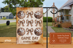 Basketball Garden Flag PNG Basketball Game Day Bow Yard Sign Product Image 1
