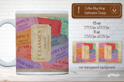 Book Club Ticket Mug Wraps PNG Bookish Library Sublimation Product Image 1