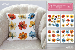 Floral Pillow case sublimation Wildflower throw Pillow png Product Image 1