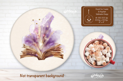 Open Book Lover round car coaster sublimation png Keychain Product Image 1