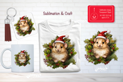Christmas Watercolor Clipart Sublimation holiday animals Product Image 1