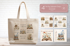 Book Lover Quote Tote Bag Sublimation Vintage Watercolor Product Image 1