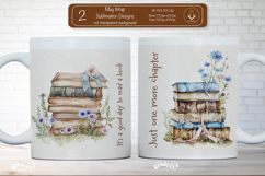 Floral Book Lover Quote Mug Sublimation Vintage mug wrap png Product Image 1