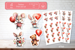 Valentine Cute Baby Animal Stickers Printable Kids Love png Product Image 1