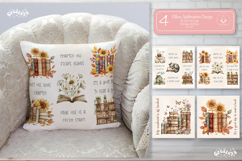 Book lover Quote Pillow case sublimation watercolor Floral Product Image 1