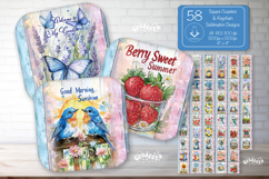 Square Coaster Sublimation Bundle PNG Summer Floral Coaster Product Image 1