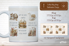 Floral Book Lover Quote Mug Sublimation Vintage mug wrap png Product Image 1