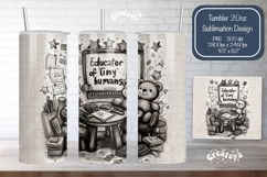 Teacher Tumbler Wrap png Back to School Black and white Product Image 1