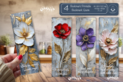 Vintage Floral Bookmark Quote Flower printable png Product Image 1