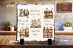 Book lover Quote square slate sublimation Floral slate png Product Image 1