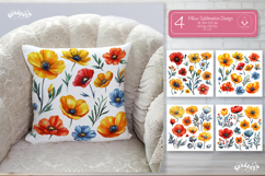 Floral Pillow case sublimation Wildflower throw Pillow png Product Image 1