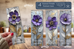 Vintage Floral Bookmark Quote Flower printable png Product Image 1