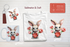 Kids Valentine Sublimation Clipart Cute bunny Sublimation Product Image 1