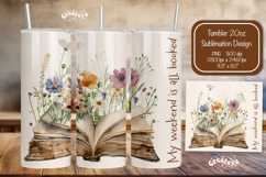 Wildflower Book tumbler PNG Book lover tumbler Wrap 20 oz Product Image 1