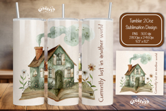 Book tumbler PNG Book lover tumbler Wrap with House 20 oz Product Image 1