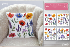 Floral Pillow case sublimation Wildflower throw Pillow png Product Image 1