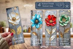 Vintage Floral Bookmark Quote Flower printable png Product Image 1