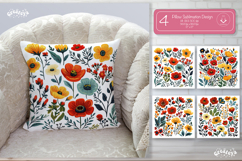 Floral Pillow case sublimation Wildflower throw Pillow png Product Image 1