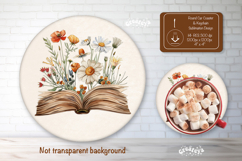 Wildflower Book Lover round car coaster sublimation Keychain Product Image 1