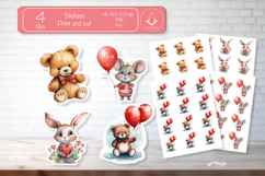 Valentine Cute Baby Animal Stickers Printable Kids Love png Product Image 1