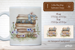 Floral Book Lover Mug Sublimation Vintage mug wrap png Product Image 1