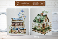 Floral Book Lover Mug Sublimation Vintage mug wrap png Product Image 1