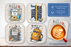 Funny Teacher square coaster sublimation School keychain png Product Image 1