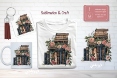Watercolor Book Lover Clipart Sublimation book stack flowers Product Image 1