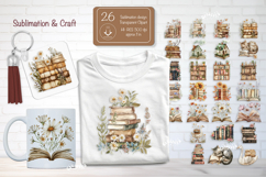 Book Lover Clipart Sublimation Bundle Vintage Flower Book Product Image 1