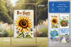 Summer Garden flag png Spring yard sign Bee Happy sunflower Product Image 1