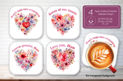 Mothers day square coaster sublimation png coaster design Product Image 1