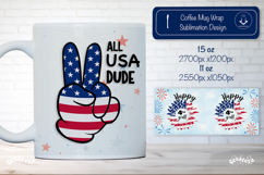 USA Patriotic 4th of July Mug Wrap Sublimation Design coffee Product Image 1