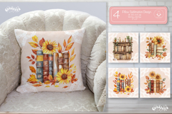 Book lover Pillow case sublimation watercolor Floral Pillow Product Image 1