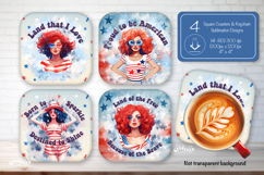 Patriotic 4th of July square coaster sublimation Keychain Product Image 1