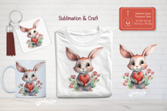 Kids Valentine Sublimation Clipart Cute bunny Sublimation Product Image 1