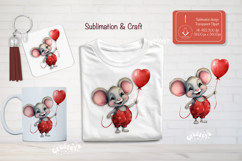 Kids Valentine Sublimation Clipart Cute mouse Sublimation Product Image 1