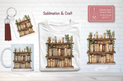 Watercolor Book Lover Clipart Sublimation bookshelf png Product Image 1