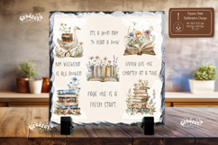 Book lover Quote square slate sublimation Floral slate png Product Image 1