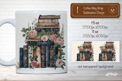 Old Book Lover Mug Sublimation Vintage Book mug wrap png Product Image 1
