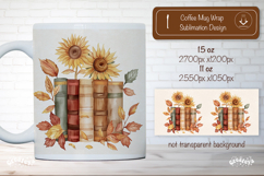 Floral Book Lover Mug Sublimation Vintage mug wrap png Product Image 1