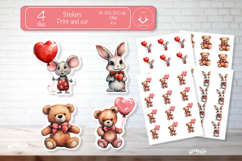 Valentine Cute Baby Animal Stickers Printable Kids Love png Product Image 1