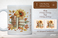 Floral Book Lover Quote Mug Sublimation Vintage mug wrap png Product Image 1