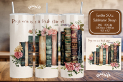 Old Book tumbler PNG Book lover tumbler Wrap 20oz Watercolor Product Image 1