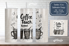 Teacher Tumbler Wrap png Back to School Black and white Product Image 1