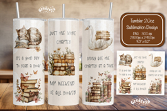Floral Book tumbler PNG Book lover tumbler Wrap Cat 20 oz Product Image 1