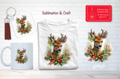 Christmas Watercolor Clipart Sublimation winter Deer animal Product Image 1